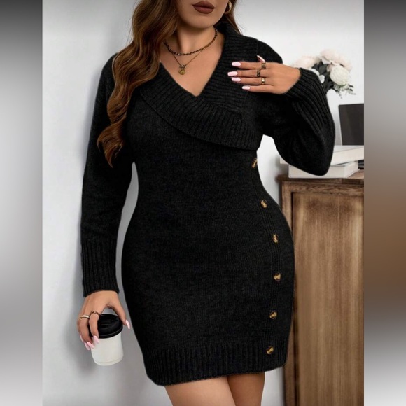 Luxe plus size sweater dress - Picture 4 of 6